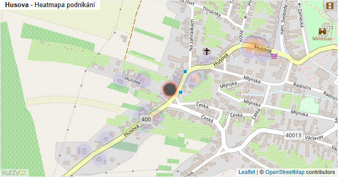 Husova - mapa podnikání