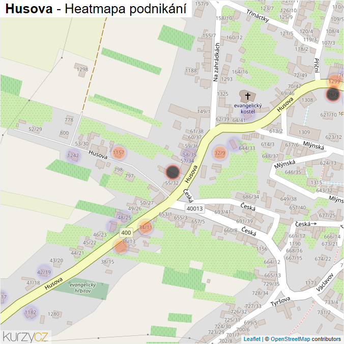 Mapa Husova - Firmy v ulici.