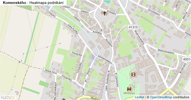 Komenského - mapa podnikání