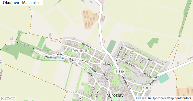 Okrajová - mapa ulice