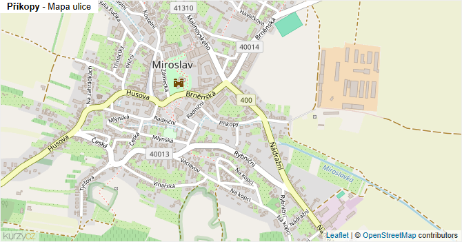 Příkopy - mapa ulice