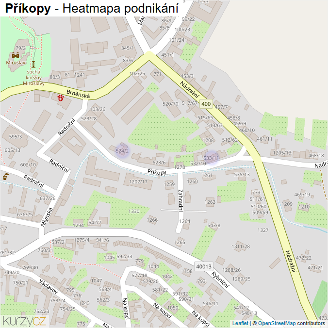 Mapa Příkopy - Firmy v ulici.