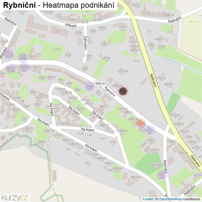Mapa Rybniční - Firmy v ulici.