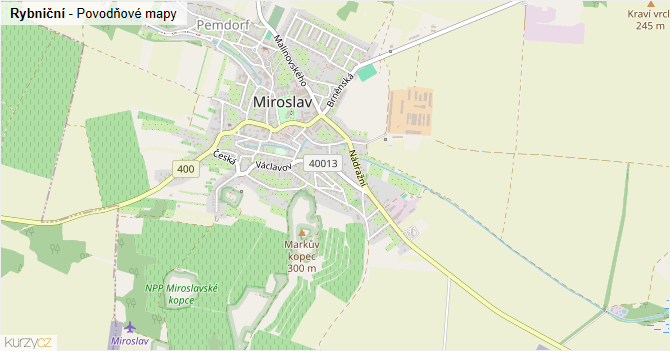 Rybniční - záplavové mapy stoleté vody