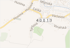 Tyršova v obci Miroslav - mapa ulice