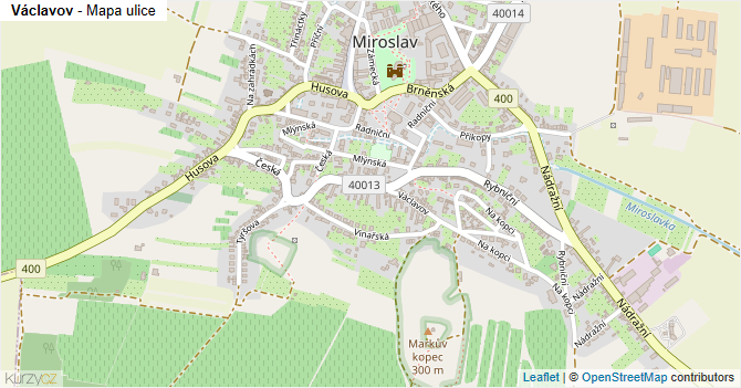 Václavov - mapa ulice