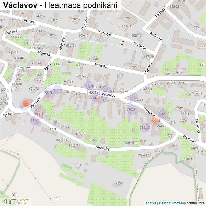 Mapa Václavov - Firmy v ulici.