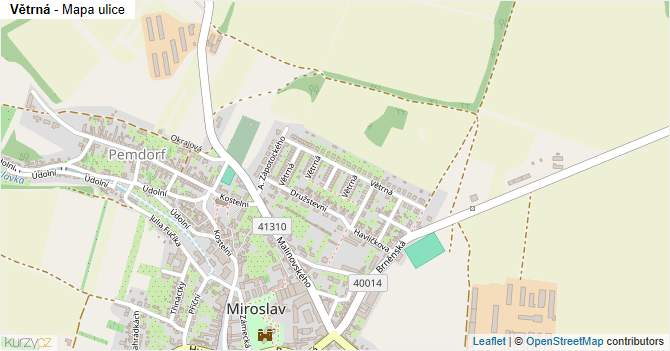 Větrná - mapa ulice