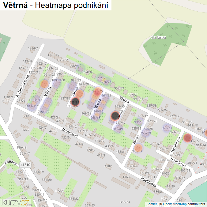 Mapa Větrná - Firmy v ulici.