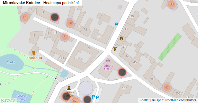 Miroslavské Knínice - mapa podnikání