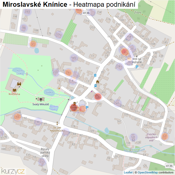 Mapa Miroslavské Knínice - Firmy v části obce.