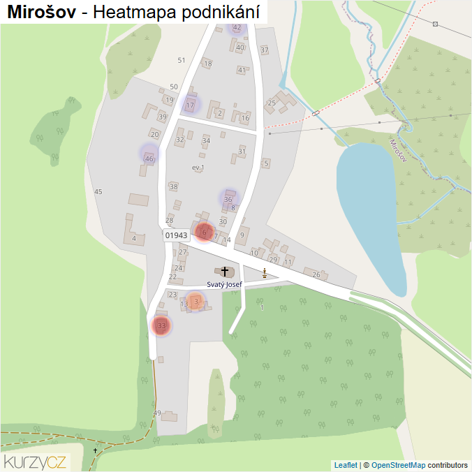 Mapa Mirošov - Firmy v části obce.