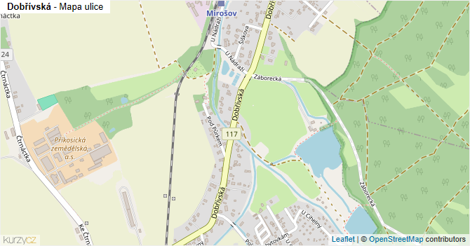 Dobřívská - mapa ulice