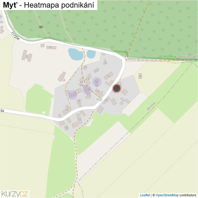 Mapa Myť - Firmy v části obce.