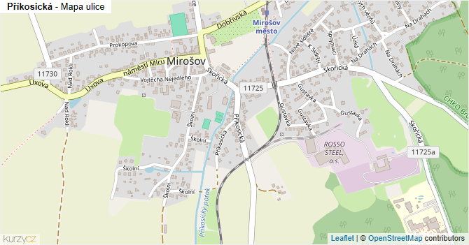 Příkosická - mapa ulice