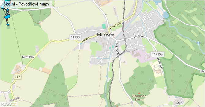 Školní - záplavové mapy stoleté vody