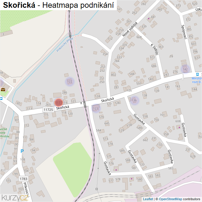 Mapa Skořická - Firmy v ulici.