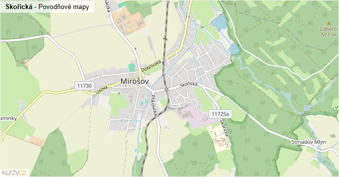 Skořická - záplavové mapy stoleté vody