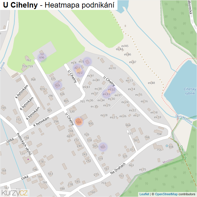 Mapa U Cihelny - Firmy v ulici.
