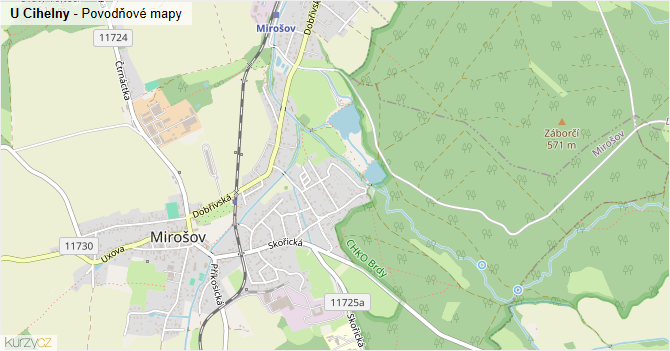U Cihelny - záplavové mapy stoleté vody
