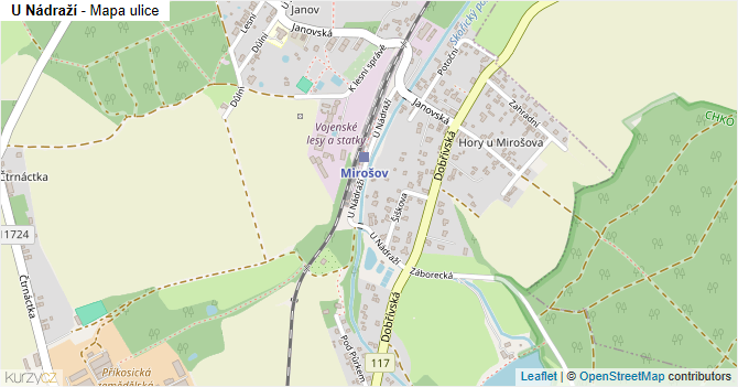 U Nádraží - mapa ulice