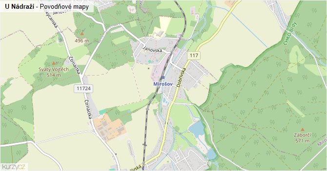 U Nádraží - záplavové mapy stoleté vody