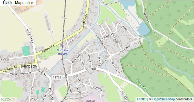 Úzká - mapa ulice