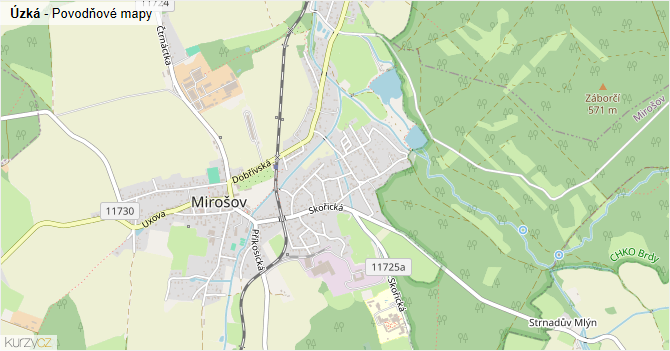 Úzká - záplavové mapy stoleté vody