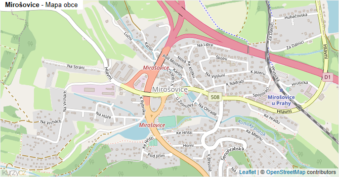 Mirošovice - mapa obce
