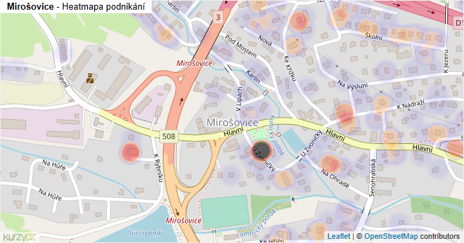 Mirošovice - mapa podnikání