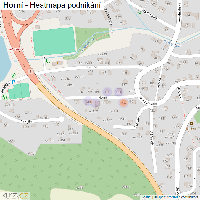 Mapa Horní - Firmy v ulici.