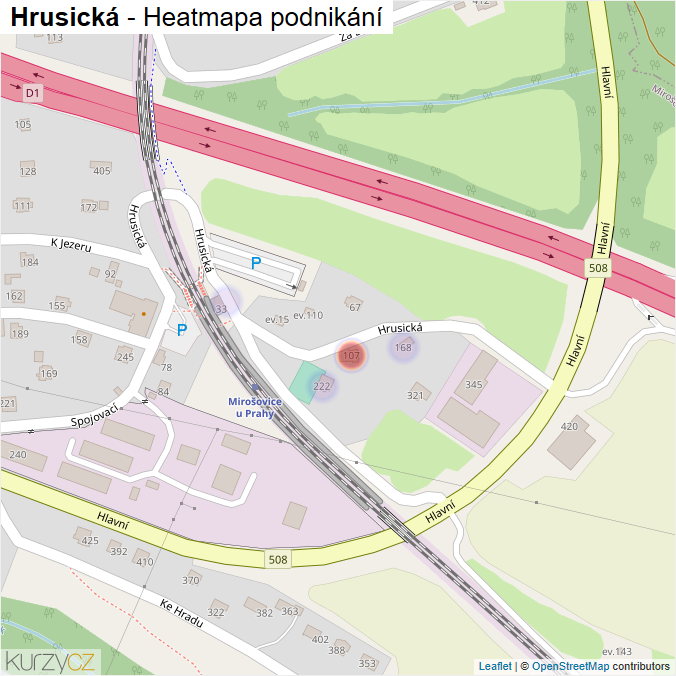 Mapa Hrusická - Firmy v ulici.