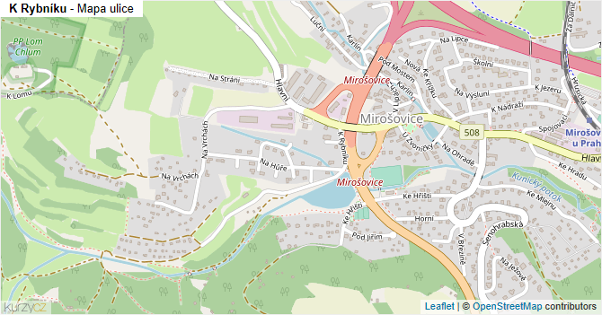 K Rybníku - mapa ulice