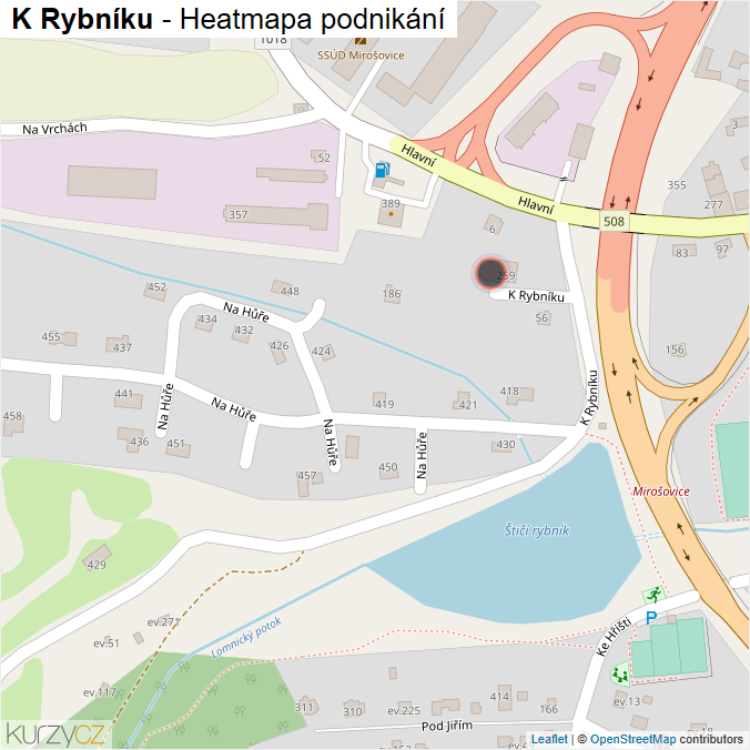 Mapa K Rybníku - Firmy v ulici.