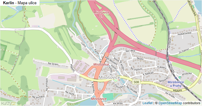 Karlín - mapa ulice