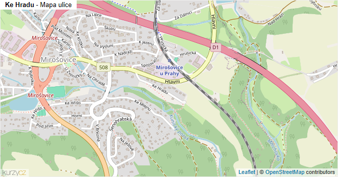 Ke Hradu - mapa ulice