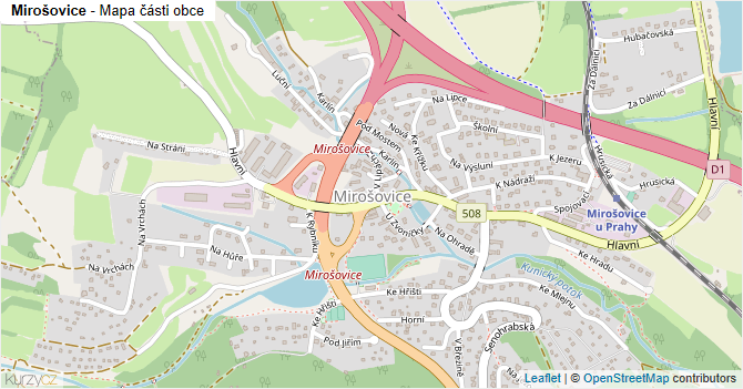 Mirošovice - mapa části obce