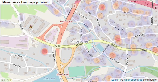 Mirošovice - mapa podnikání