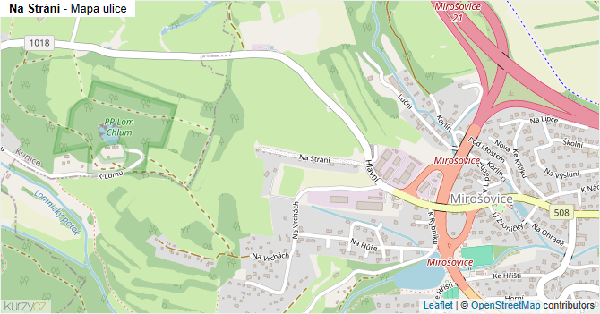 Na Stráni - mapa ulice