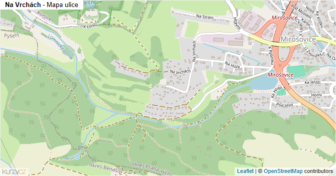 Na Vrchách - mapa ulice