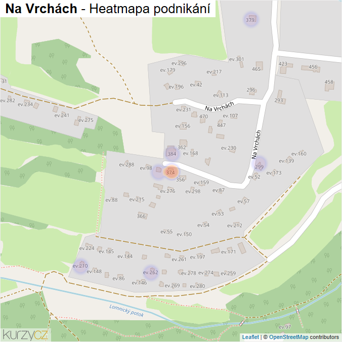 Mapa Na Vrchách - Firmy v ulici.