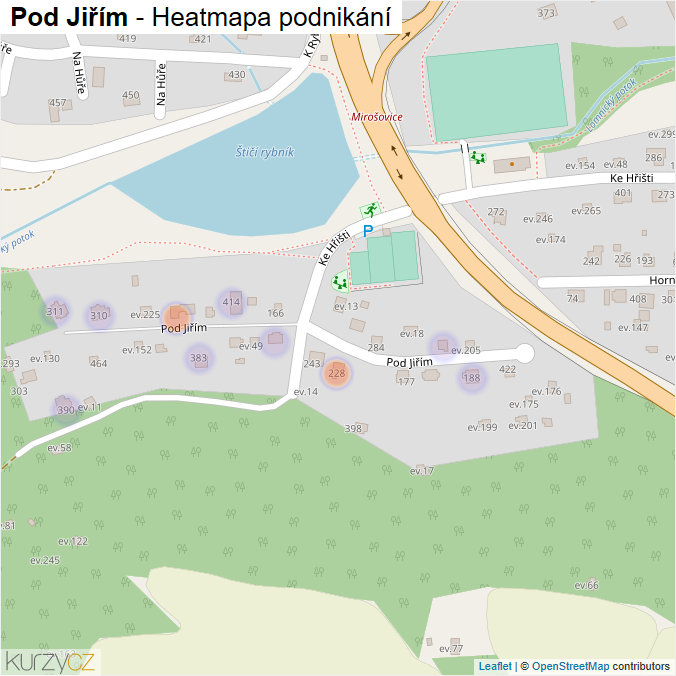 Mapa Pod Jiřím - Firmy v ulici.