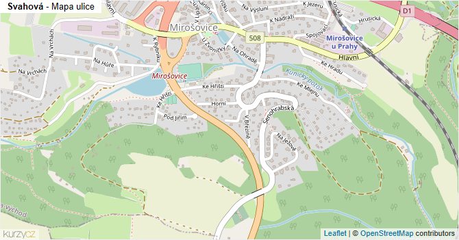 Svahová - mapa ulice