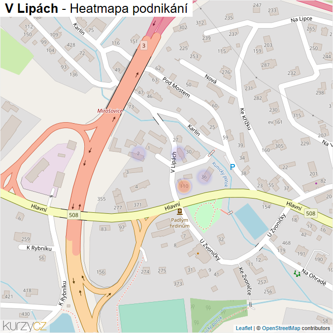 Mapa V Lipách - Firmy v ulici.