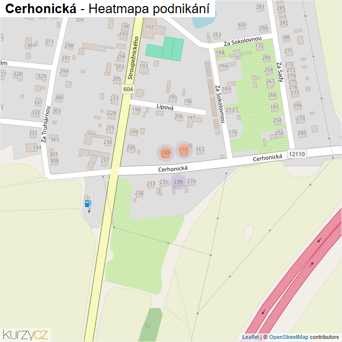 Mapa Cerhonická - Firmy v ulici.