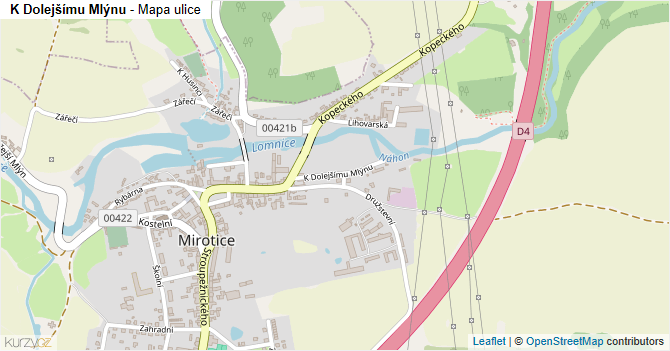 K Dolejšímu Mlýnu - mapa ulice