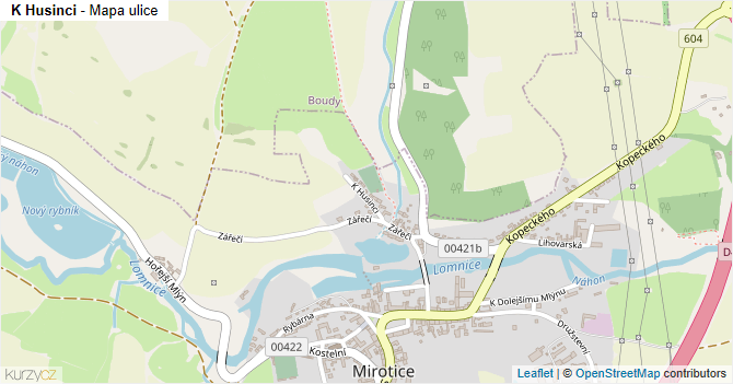 K Husinci - mapa ulice
