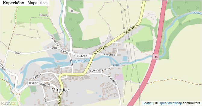 Kopeckého - mapa ulice