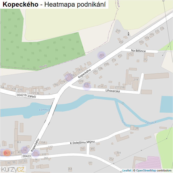 Mapa Kopeckého - Firmy v ulici.