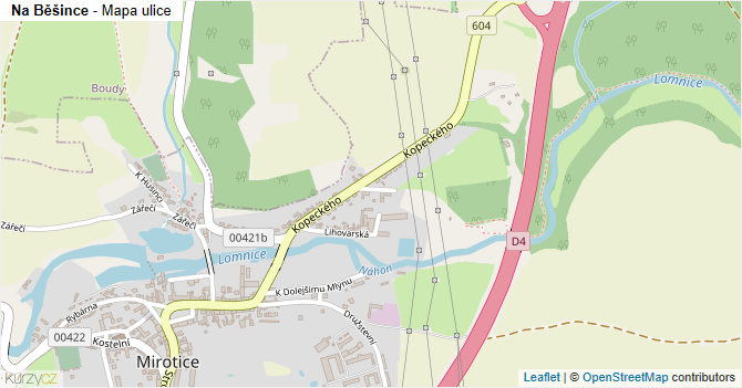 Na Běšince - mapa ulice